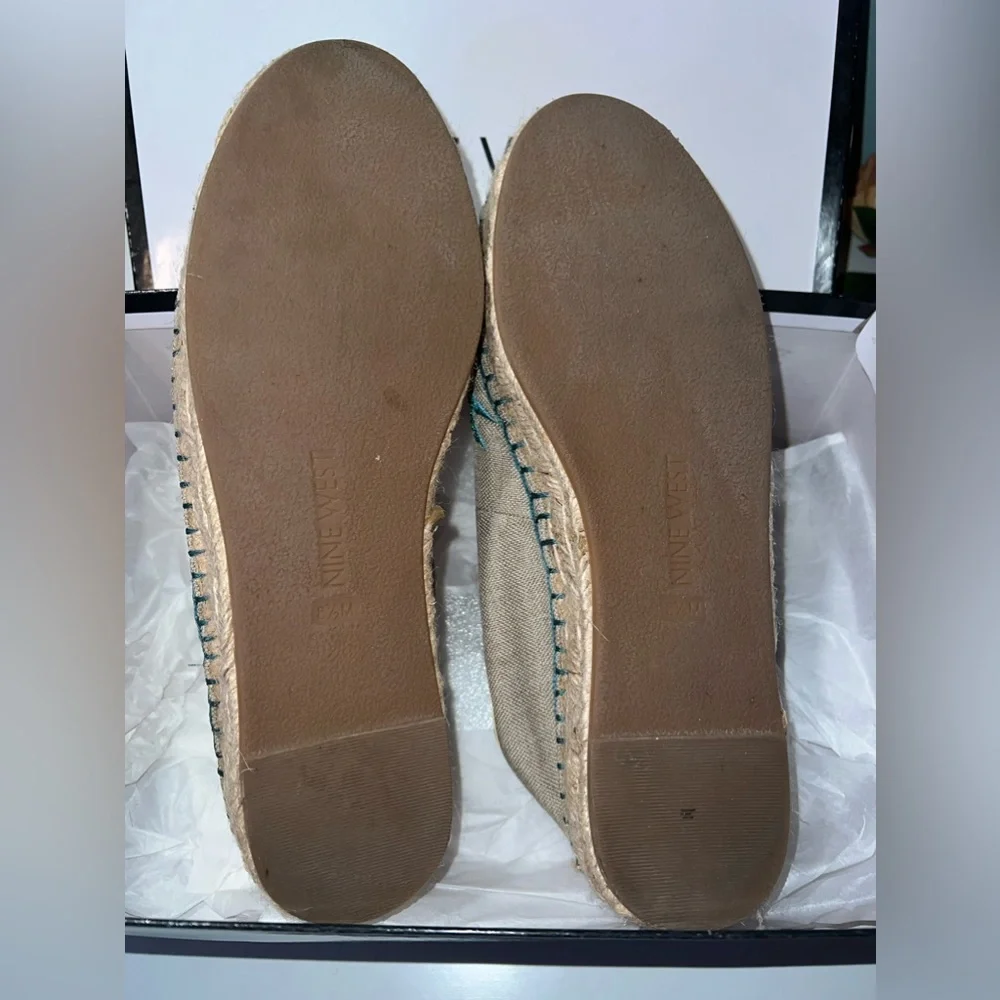 Nine West Natural Guinup Sneaker Sequin Boho Espadrille Lace Up Fashion Sneaker - Picture 4 of 5